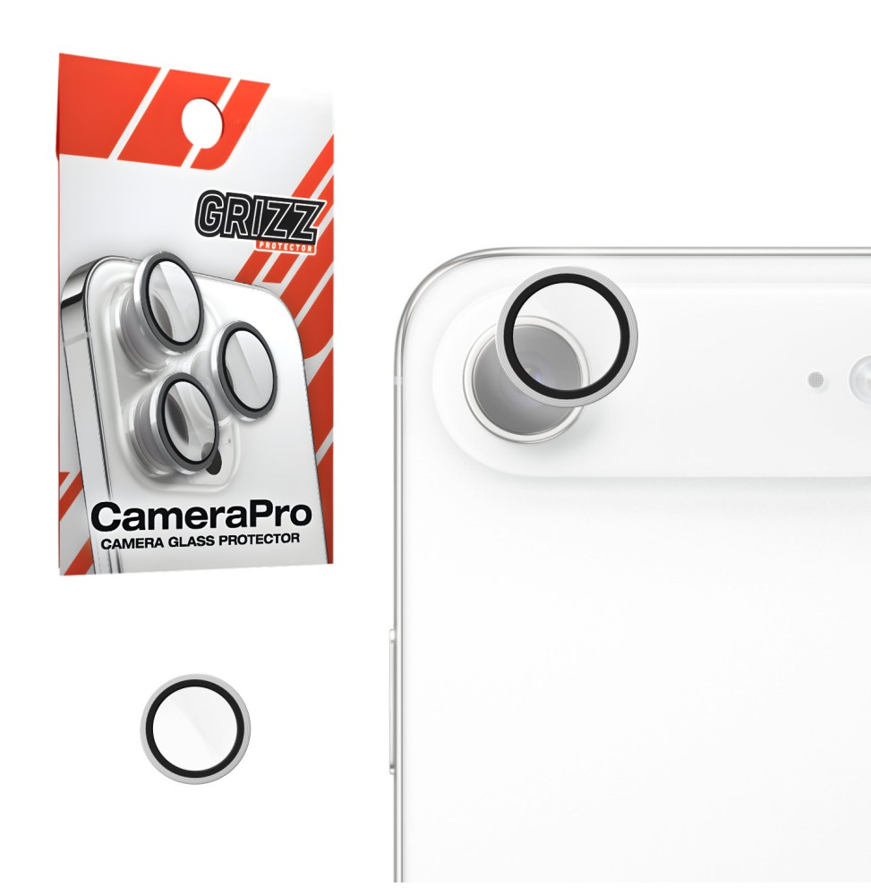 Szkło na aparat z ramką do Apple iPhone 17 Air Silver GRIZZ