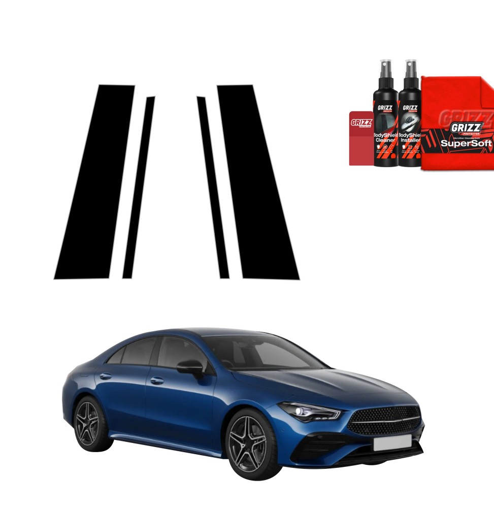 2w1 Czarna folia na słupki do Mercedes CLA 200 (2025-2026)