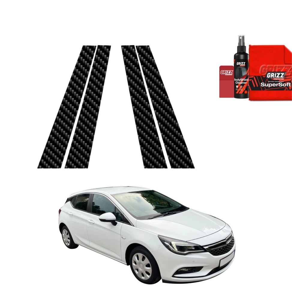 4w1 Folia karbonowa na słupki do Opel Astra K Facelift (2019-2022)