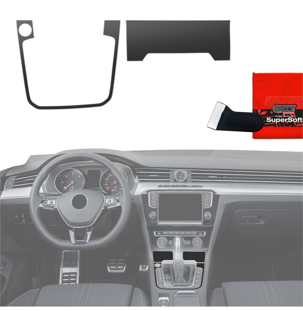 Folia do wnętrza Volkswagen Passat B8 Alltrack (2014-2023) GRIZZ 2w1 Czarna Antyodciskowa