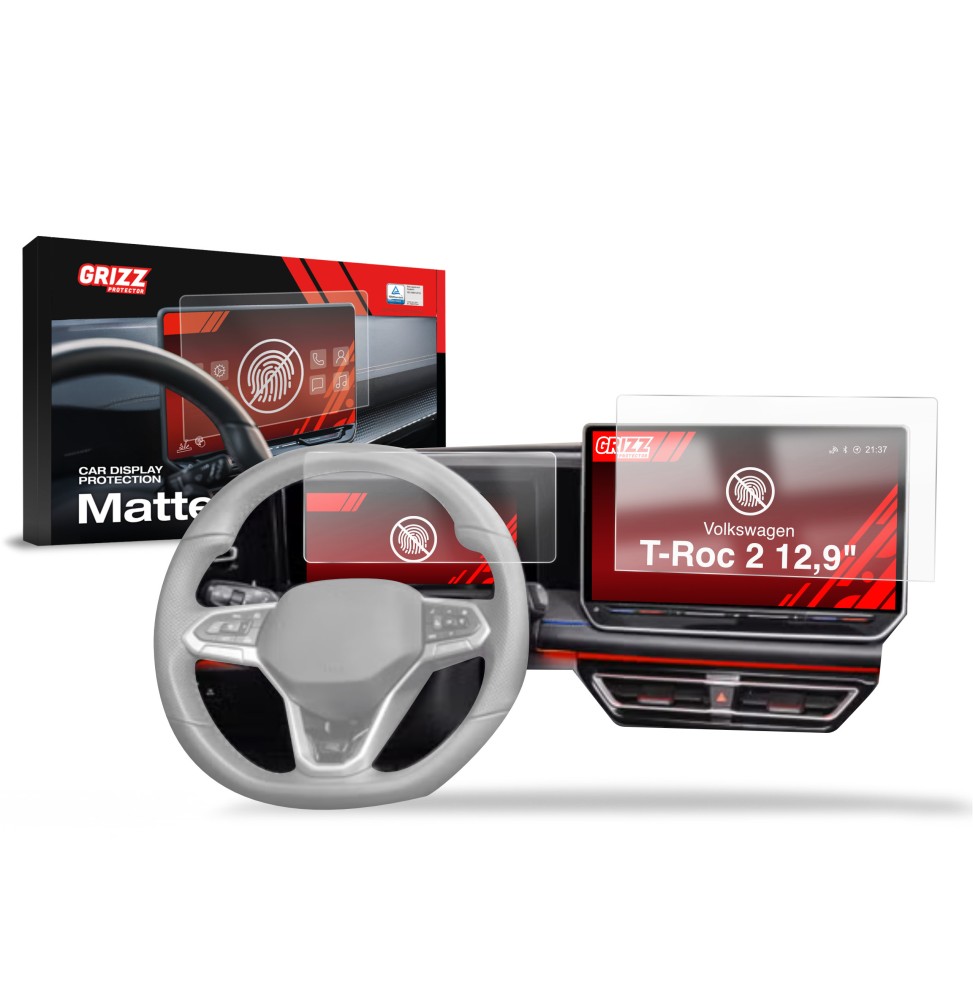 Folia antyodciskowa na ekran Volkswagen VW T-Roc 2 12,9" (2025-2026) matowa Grizz 2w1