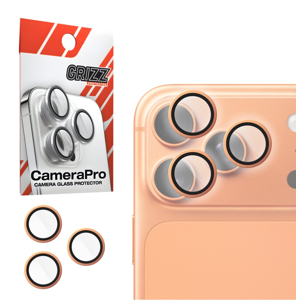 Szkło na aparat z ramką do Apple iPhone 17 Pro Max Orange Titanium GRIZZ