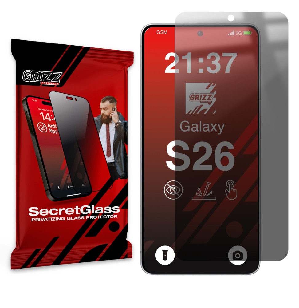 Sekretne szkło hybrydowe do Samsung Galaxy S26 prywatyzujące Grizz SecretGlass