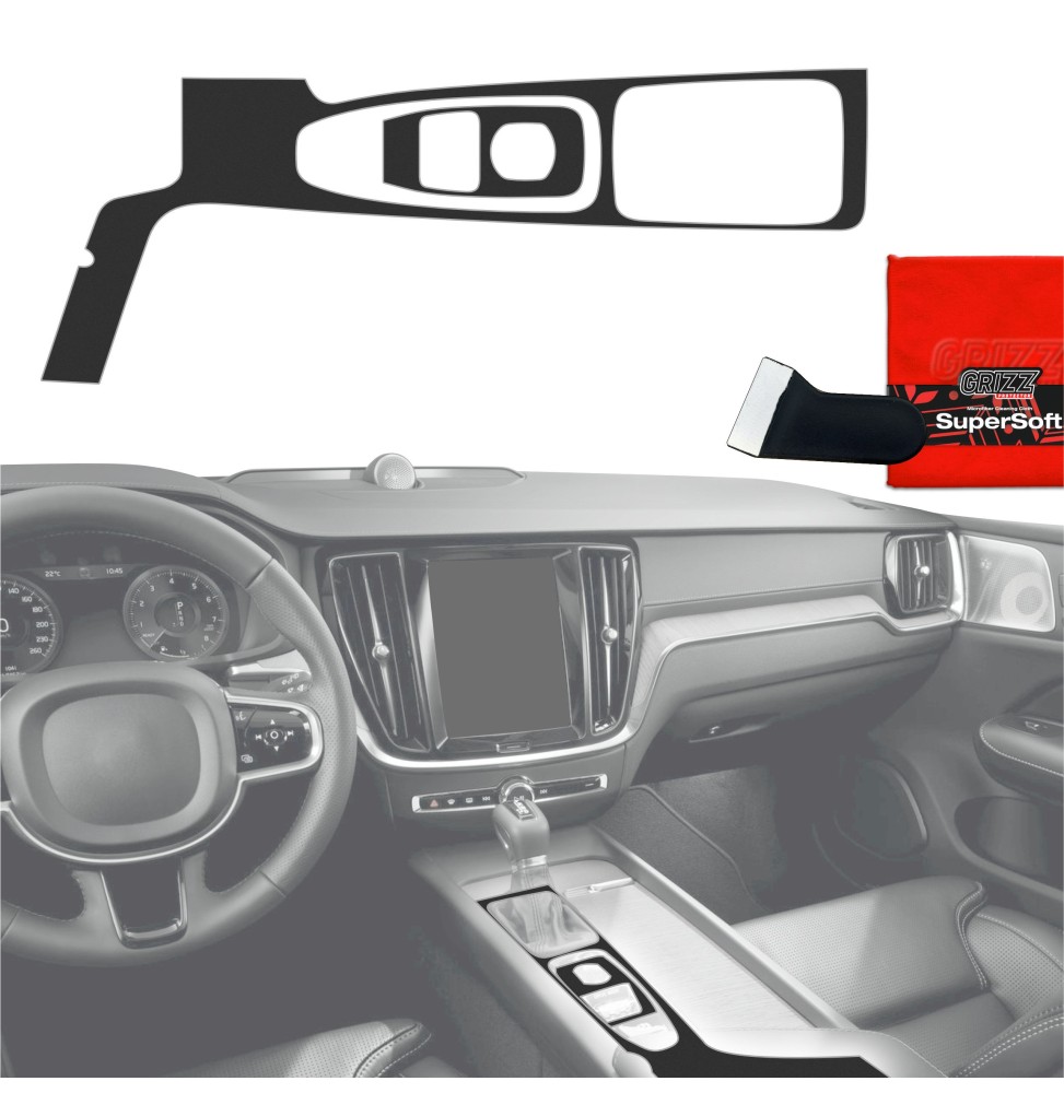 Folia do wnętrza Volvo XC90 D5 Drive Mode (2014-2019) GRIZZ 2w1 Czarna Antyodciskowa