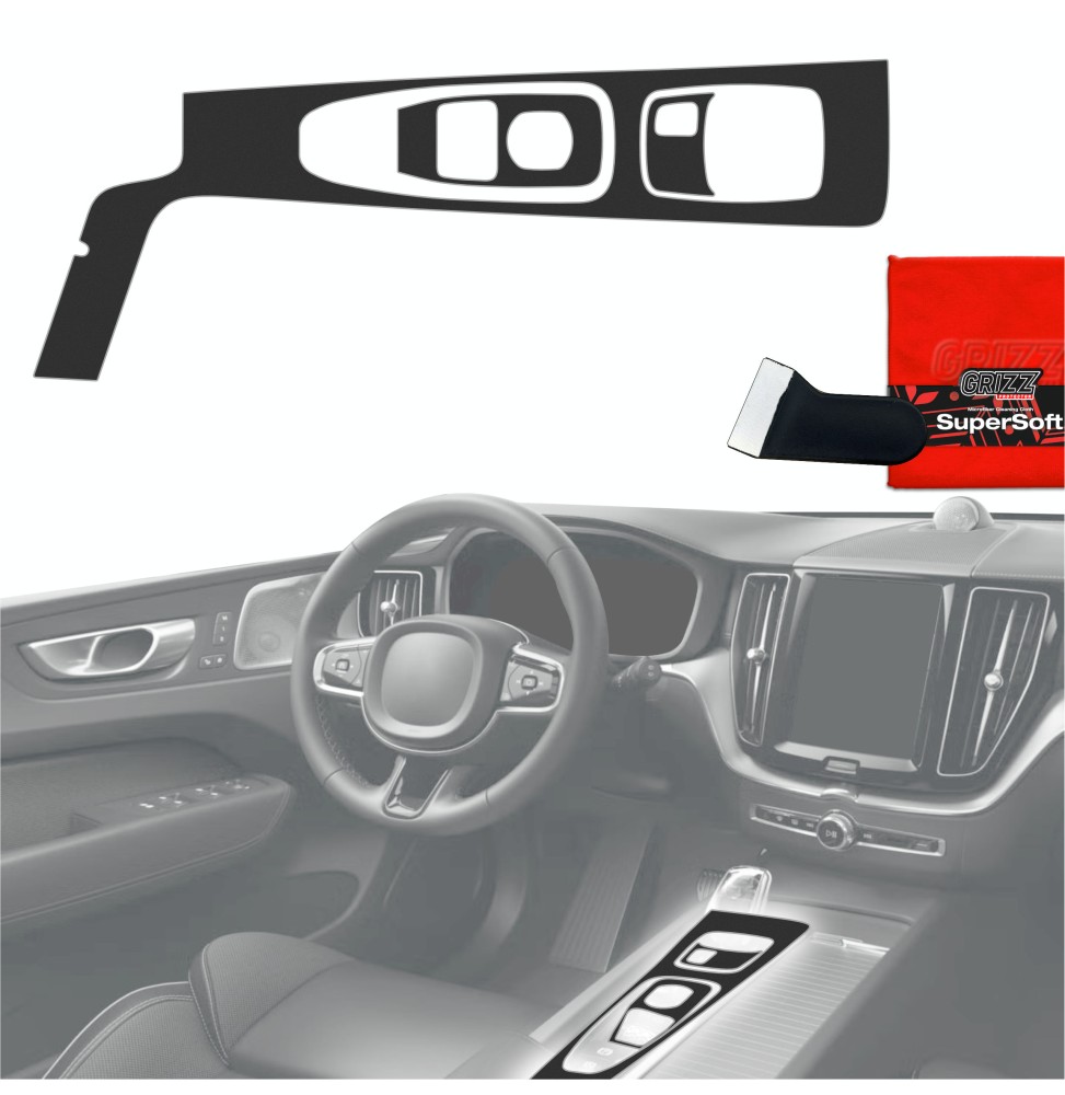 Folia do wnętrza Volvo XC60 B5 Drive Mode (2020) GRIZZ 3w1 Czarna Antyodciskowa