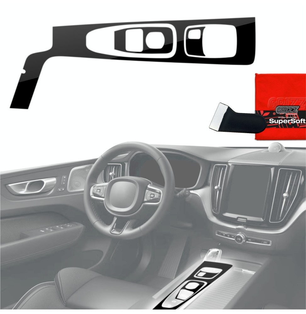 Folia do wnętrza Volvo XC60 B5 Drive Mode (2020) GRIZZ 3w1 Czarna Połyskująca