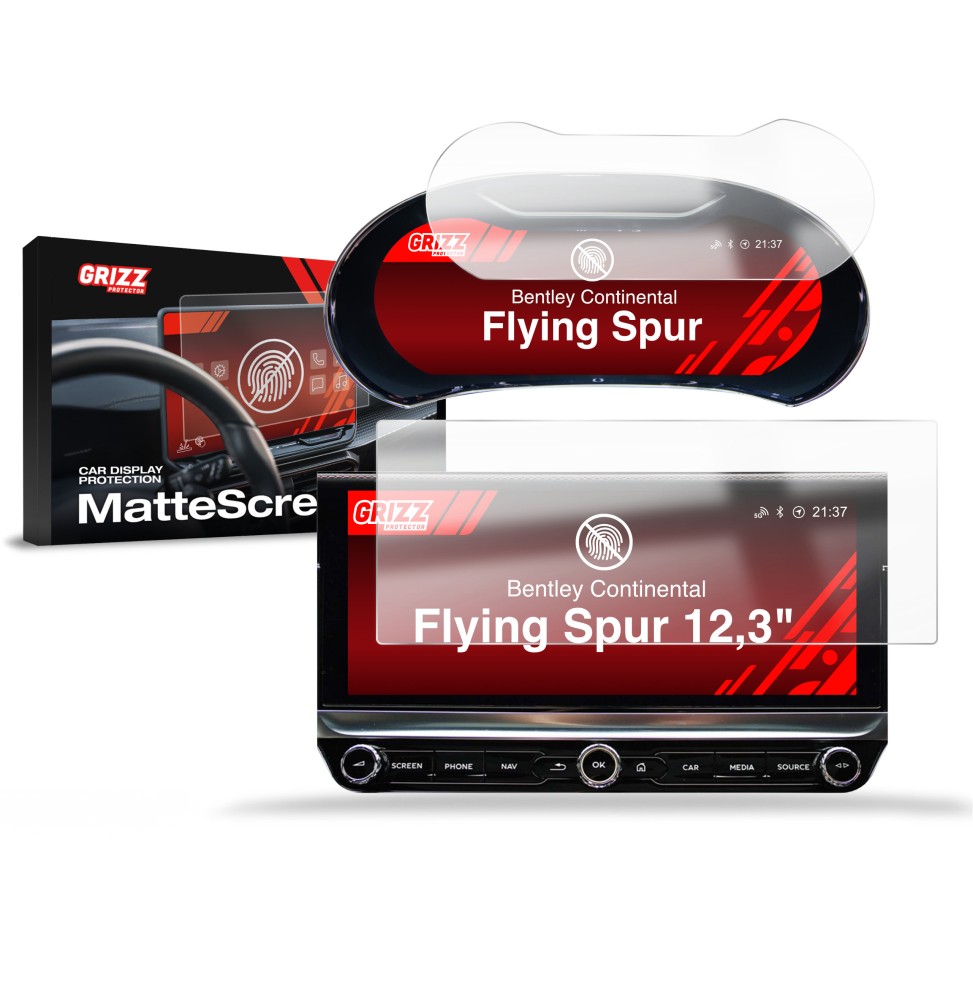 Folia antyodciskowa na ekran Bentley Continental Flying Spur (2019-2024) matowa Grizz 2w1