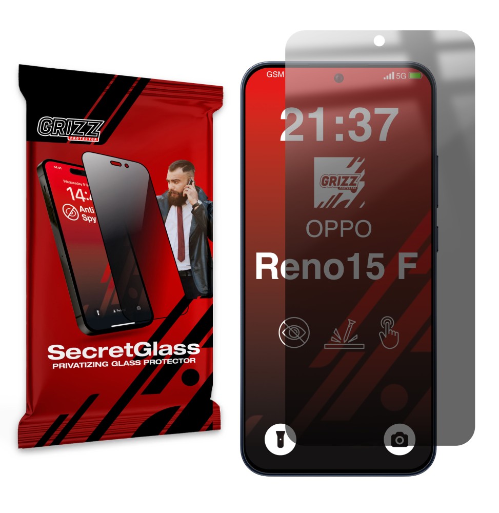 Sekretne szkło hybrydowe do Oppo Reno15 F prywatyzujące Grizz SecretGlass