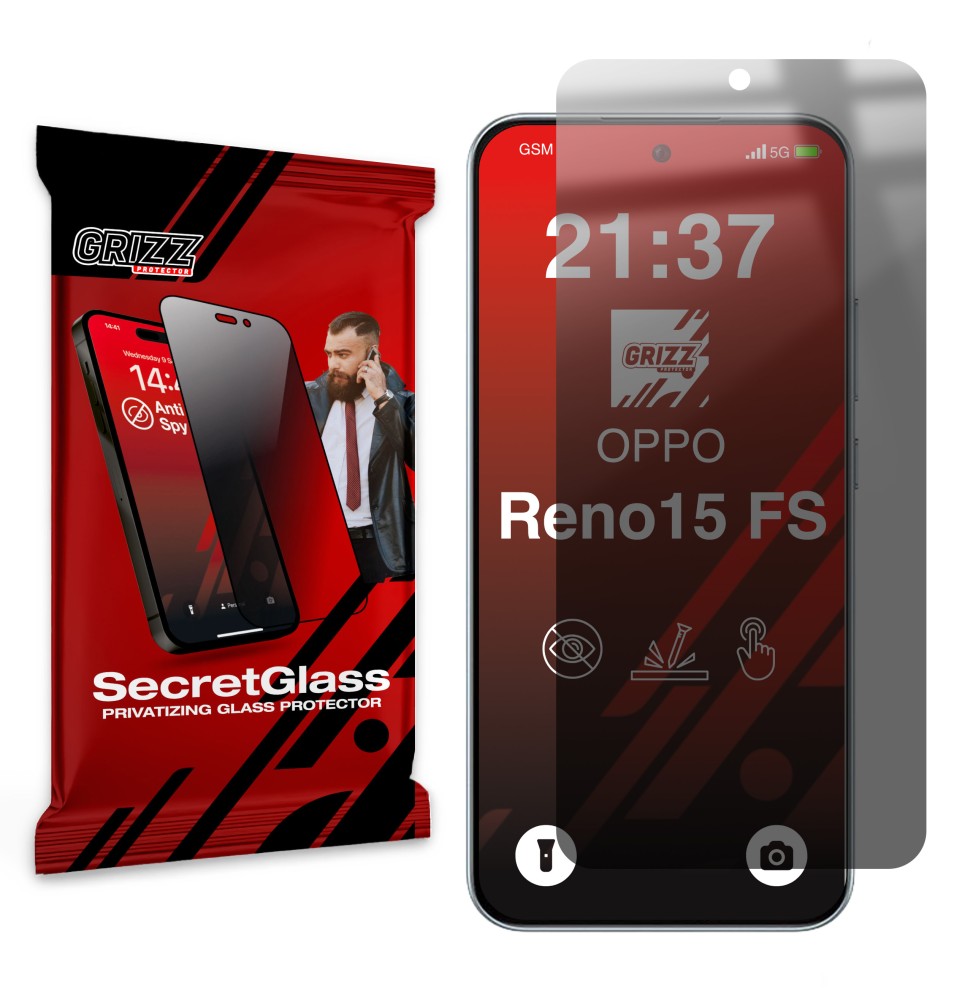 Sekretne szkło hybrydowe do Oppo Reno15 FS prywatyzujące Grizz SecretGlass