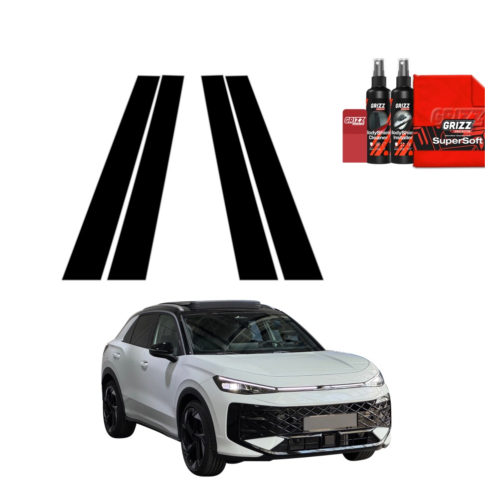 4w1 Czarna folia na słupki do Volkswagen T-Roc (2025-2026)