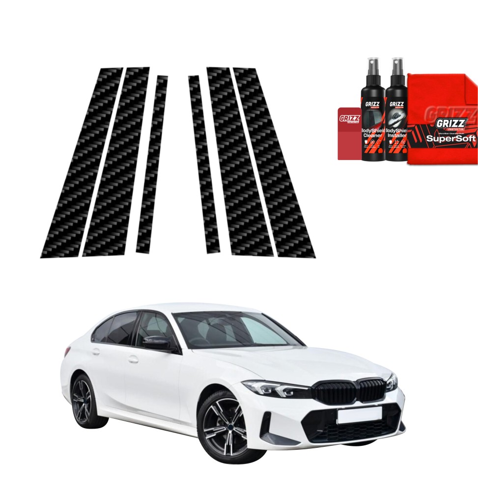 6w1 Folia karbonowa na słupki do BMW 3 G20 Sedan (2022-2026)