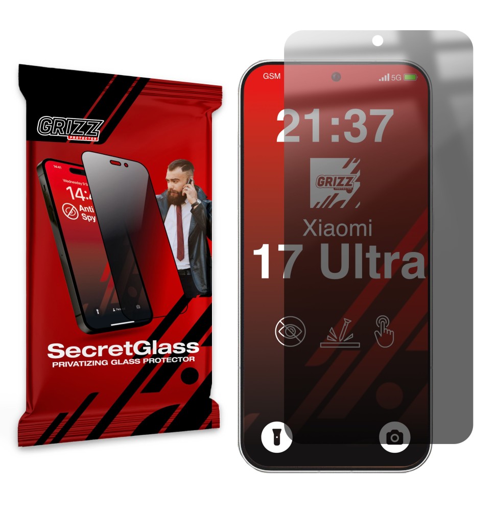 Sekretne szkło hybrydowe do  Xiaomi 17 Ultra prywatyzujące Grizz SecretGlass