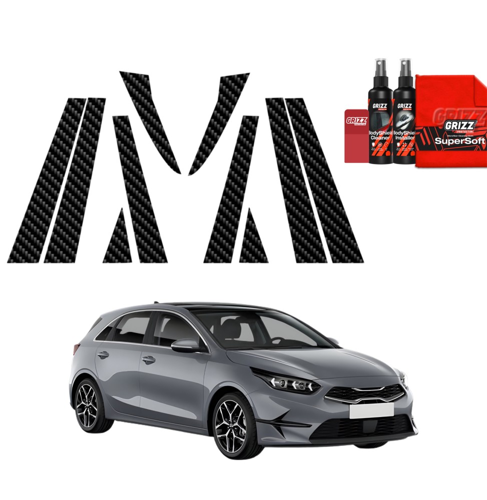 10w1 Folia karbonowa na słupki do Kia Ceed Hatchback (2021-2025)
