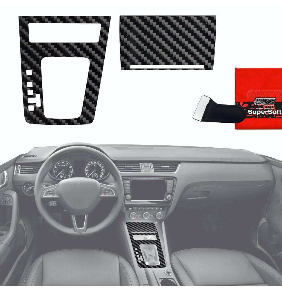 Folia do wnętrza Skoda Octavia 3 DSG (2017-2020) GRIZZ 2w1 Karbonowa Połyskująca