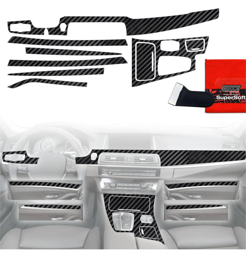 Folia do wnętrza BMW 5 F10 (2012-2017) GRIZZ 8w1 Karbonowa Połyskująca