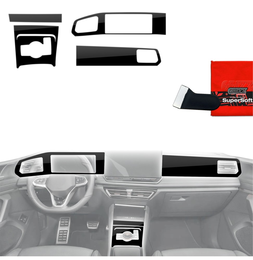 Folia do wnętrza Volkswagen Tiguan 3 (2024-2026) GRIZZ 5w1 Czarna Połyskująca