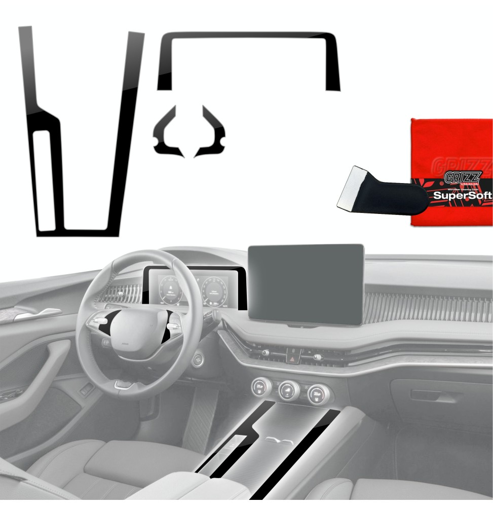 Folia do wnętrza Skoda Superb 4 (2024-2026) GRIZZ 4w1 Czarna Połyskująca