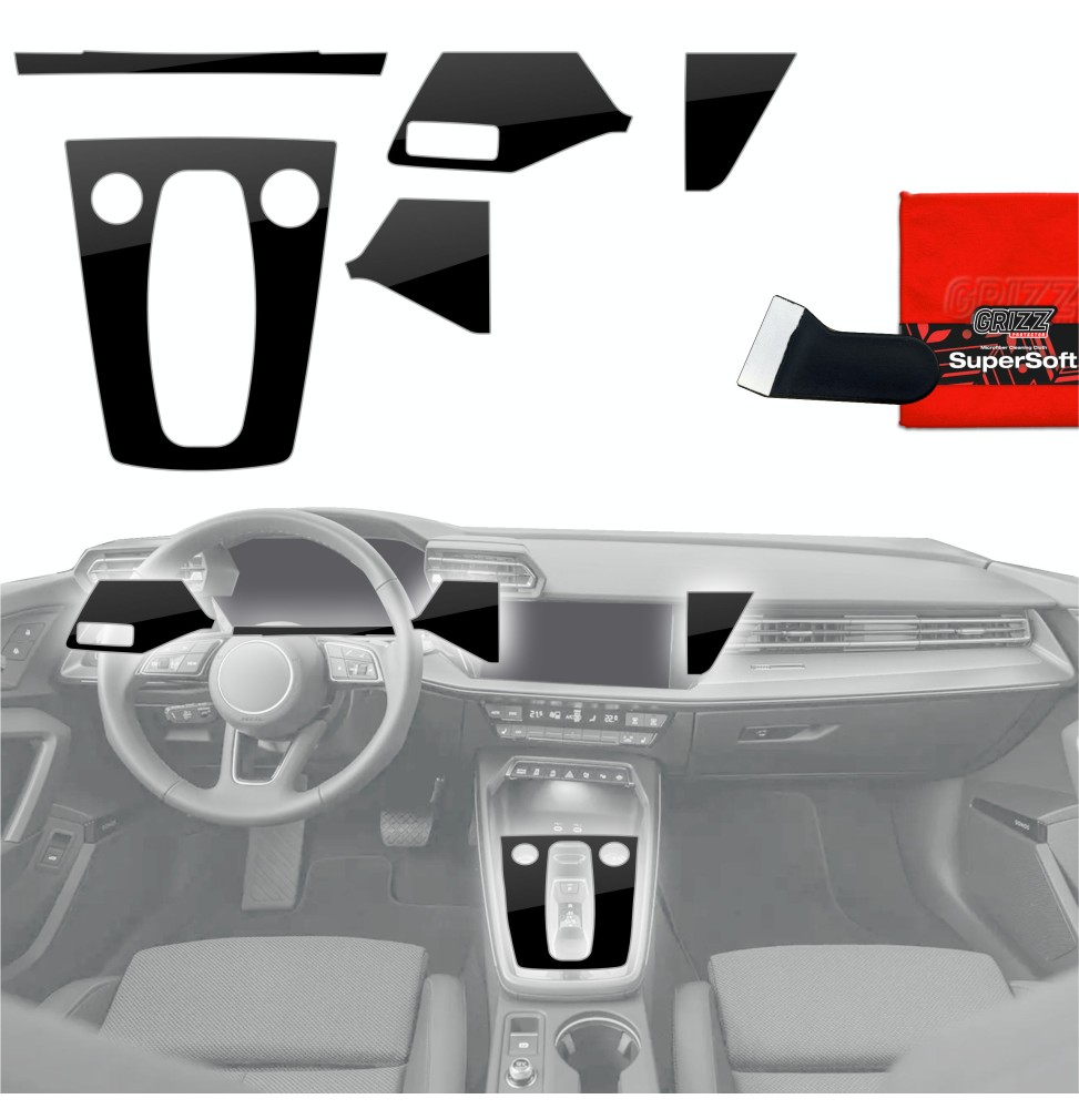 Folia do wnętrza Audi A3 8Y Facelift (2024-2026) GRIZZ 5w1 Czarna Połyskująca
