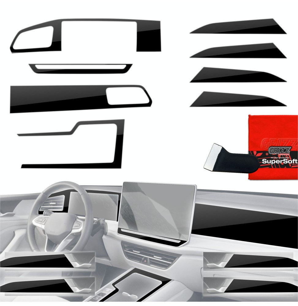 Folia do wnętrza Volkswagen Passat B9 15" (2024-2026) GRIZZ 8w1 Czarna Połyskująca