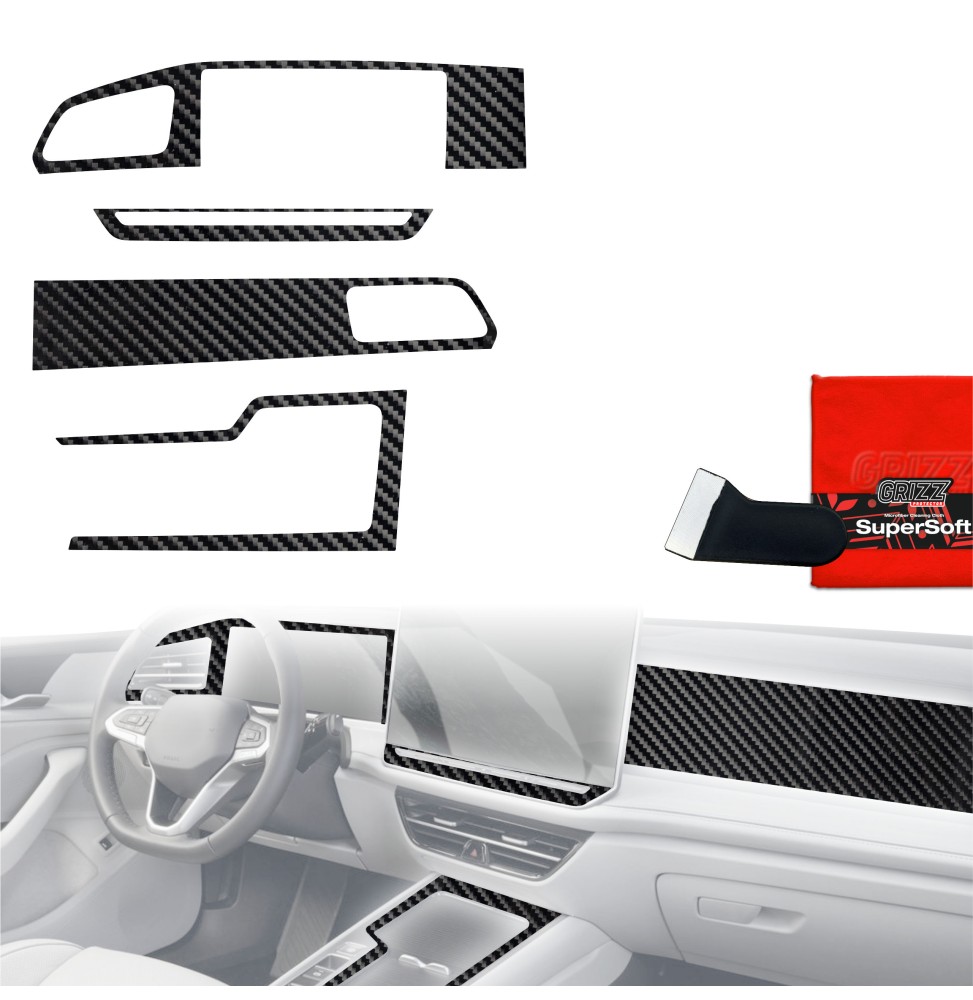 Folia do wnętrza Volkswagen Passat B9 12,9" (2024-2026) GRIZZ 4w1 Karbonowa Połyskująca