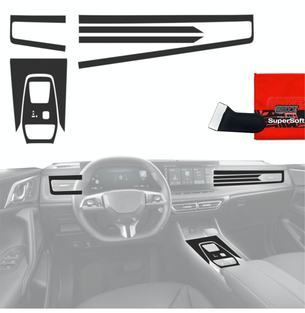 Folia do wnętrza MG HS (2024-2026) GRIZZ 6w1 Czarna Antyodciskowa