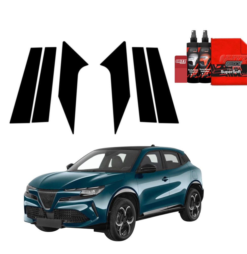 6w1 Czarna folia na słupki do Alfa Romeo Junior (2024-2026)