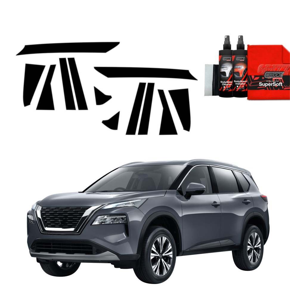 12w1 Czarna folia na słupki do Nissan X-Trail Facelift (2024-2026)