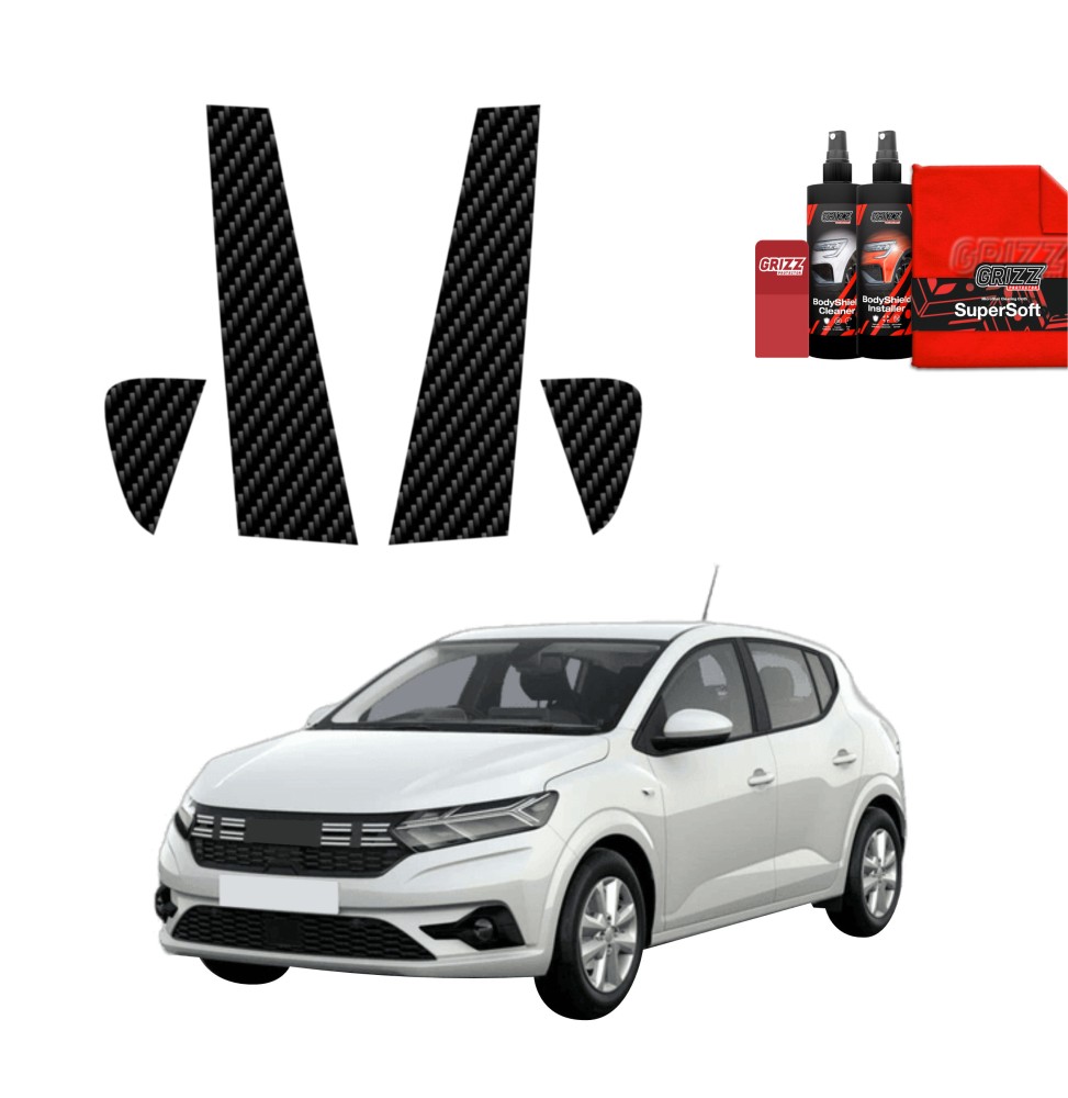 4w1 Folia karbonowa na słupki do Dacia Sandero (2020-2024)