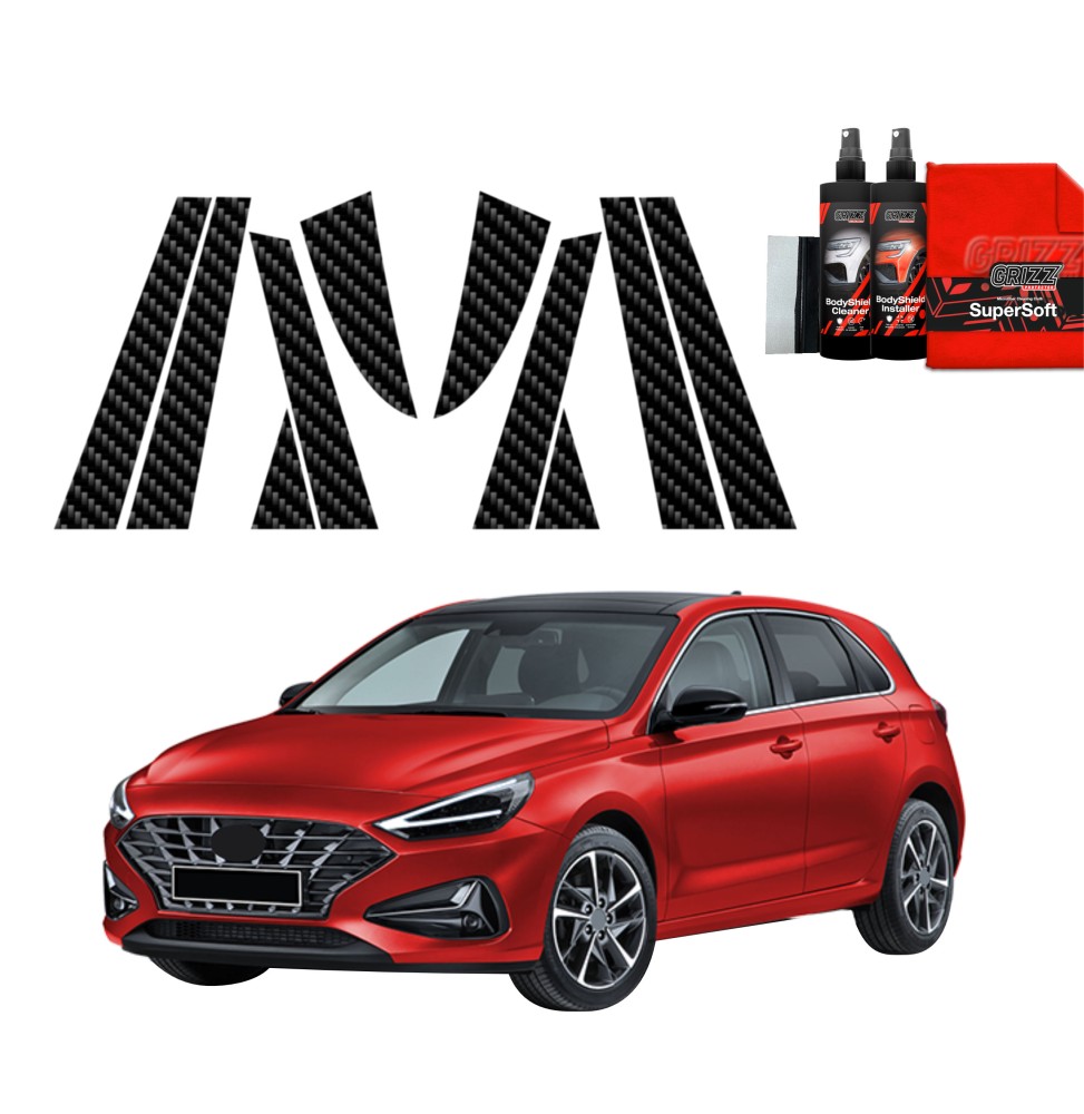 10w1 Folia karbonowa na słupki do Hyundai i30 Hatchback (2020-2026)