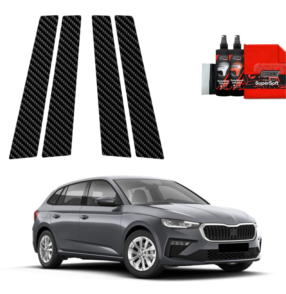 4w1 Folia karbonowa na słupki do Skoda Scala (2023-2026)