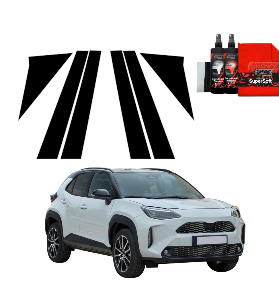 6w1 Czarna folia na słupki do Toyota Yaris Cross (2021-2026)