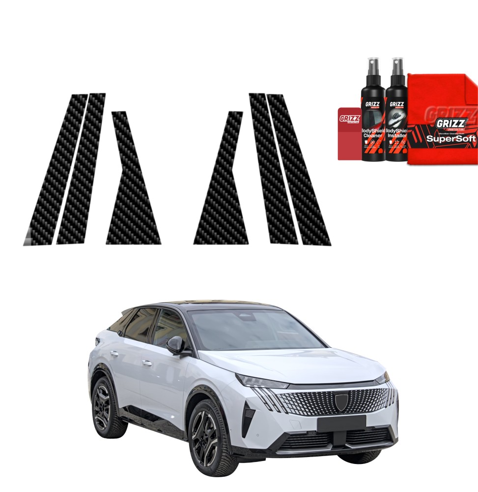 6w1 Folia karbonowa na słupki do Peugeot 3008 (2024-2026)