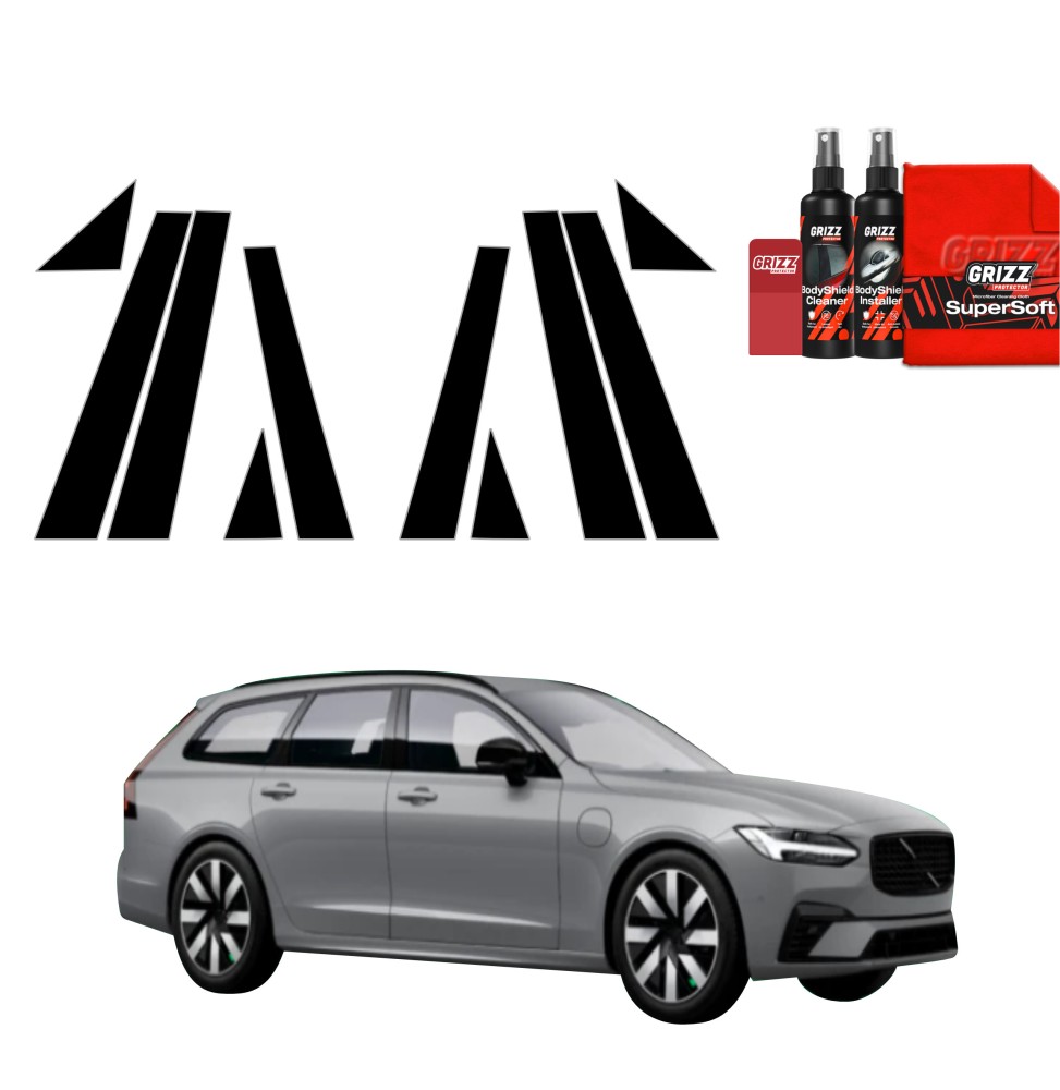 10w1 Czarna folia na słupki do Volvo V90 (2021-2026)