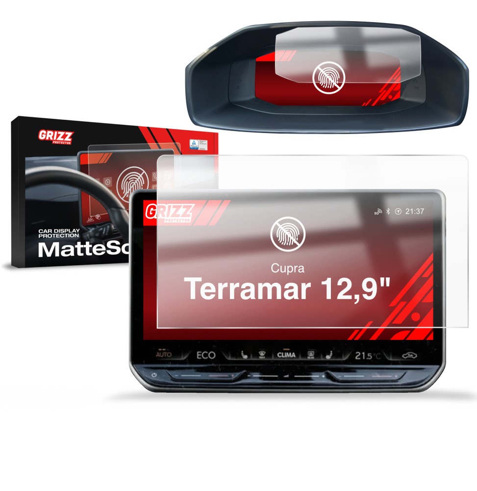 Folia antyodciskowa na ekran Cupra Terramar 12,9“ (2024-2026) matowa Grizz 2w1