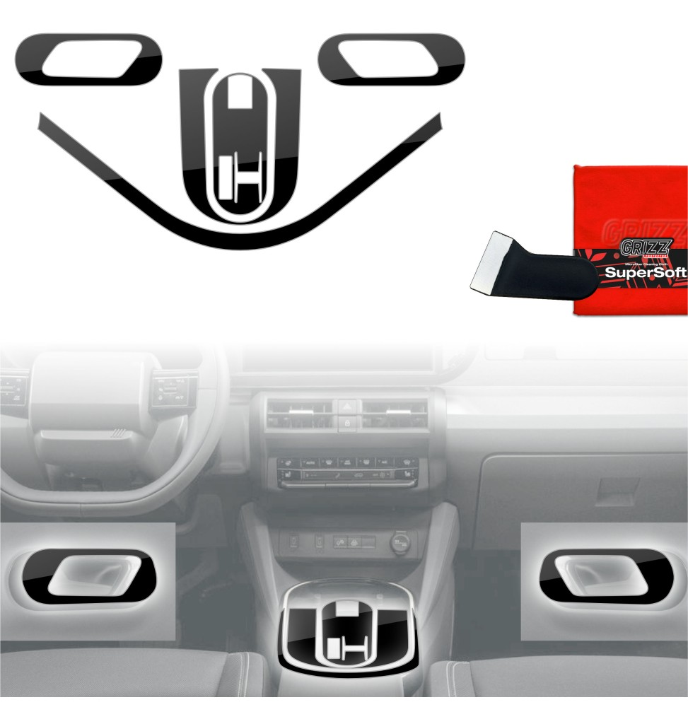 Folia do wnętrza Fiat Grande Panda (2025-2026) GRIZZ 5w1 Czarna Połyskująca