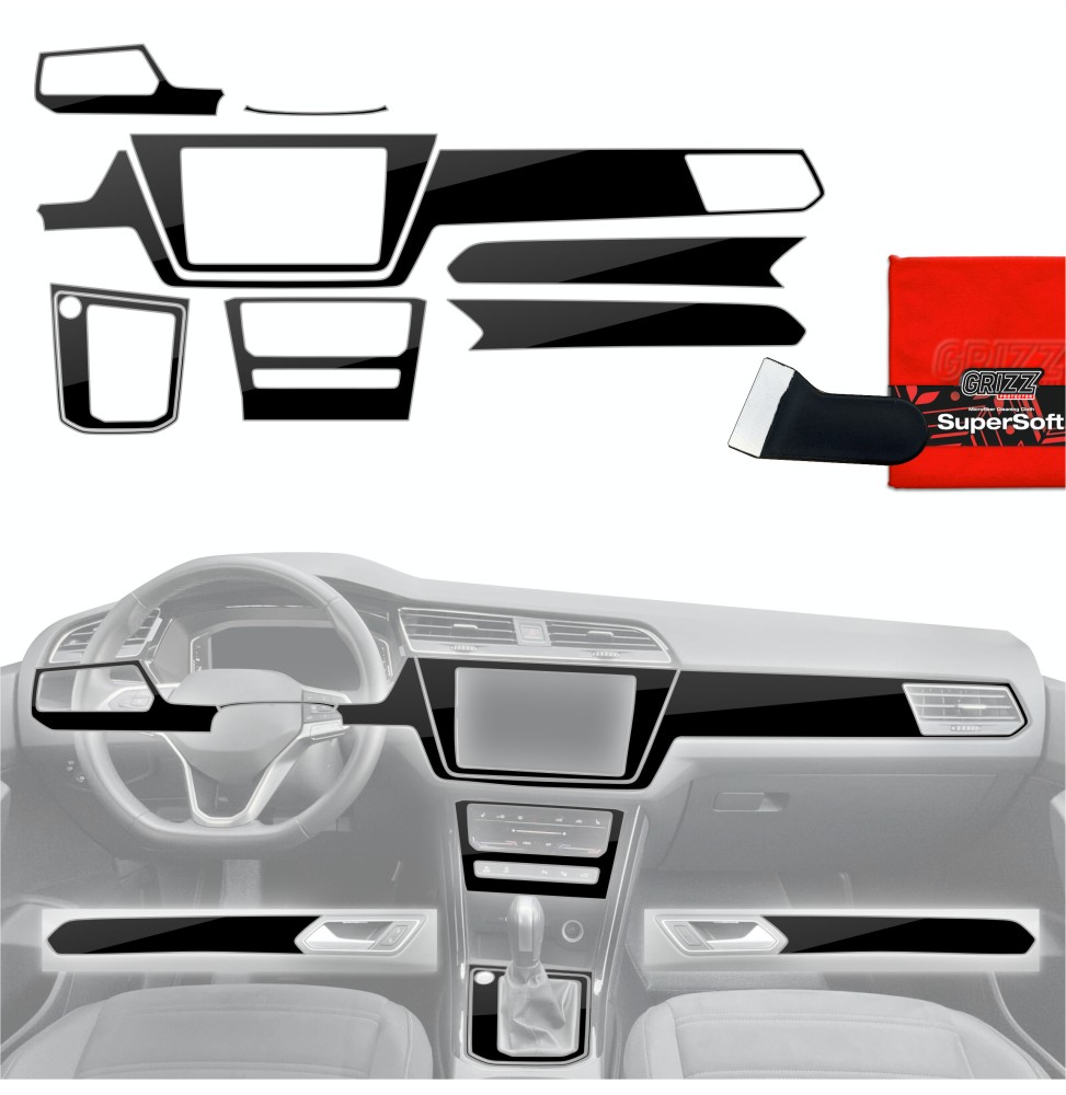 Folia do wnętrza Volkswagen Touran Highline (2025-2026) GRIZZ 9w1 Czarna Połyskująca