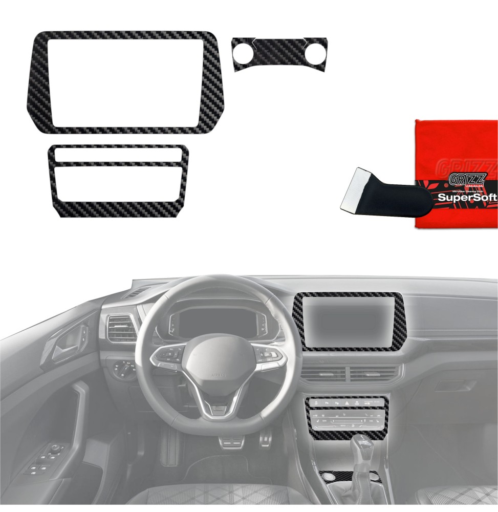 Folia do wnętrza Volkswagen T-Cross (2025-2026) GRIZZ 4w1 Karbonowa Połyskująca