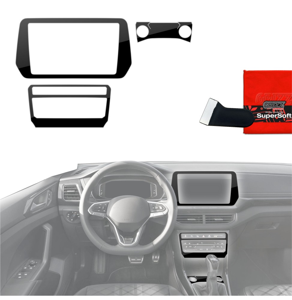 Folia do wnętrza Volkswagen T-Cross (2025-2026) GRIZZ 4w1 Czarna Połyskująca