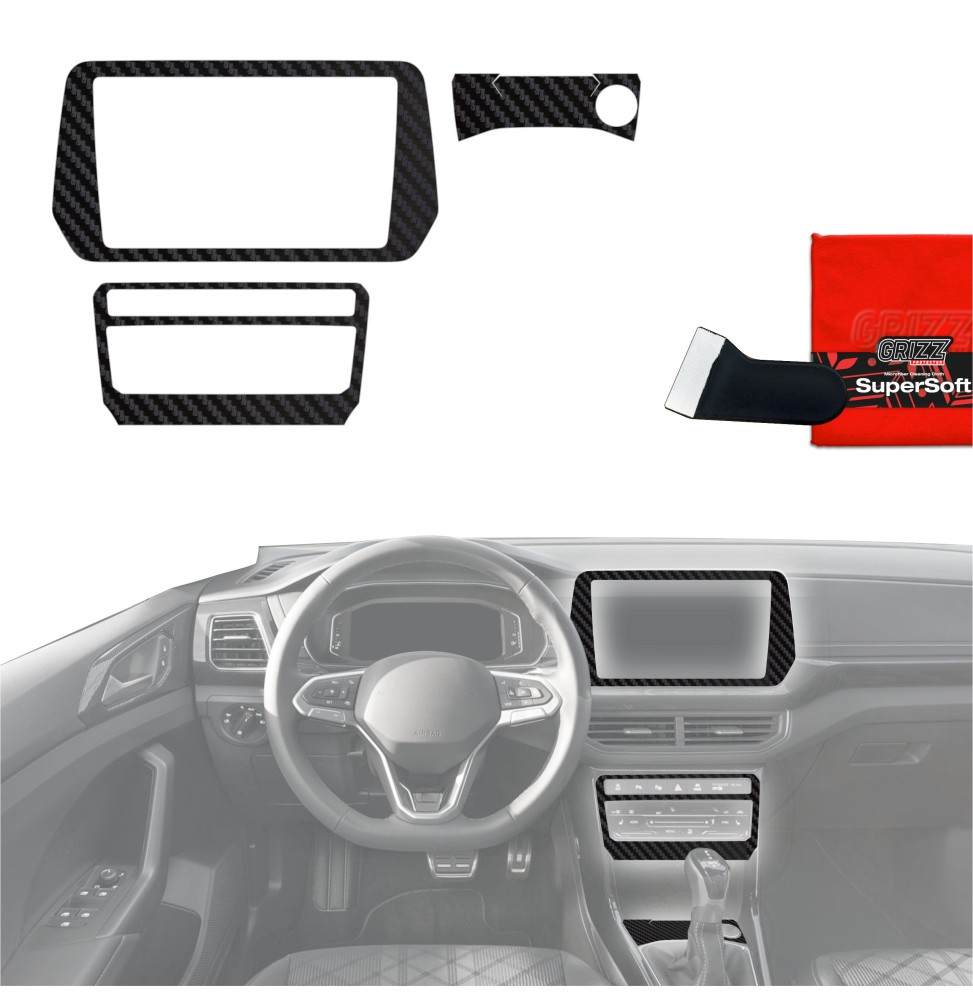 Folia do wnętrza Volkswagen T-Cross (2025-2026) GRIZZ 3w1 Karbonowa Antyodciskowa