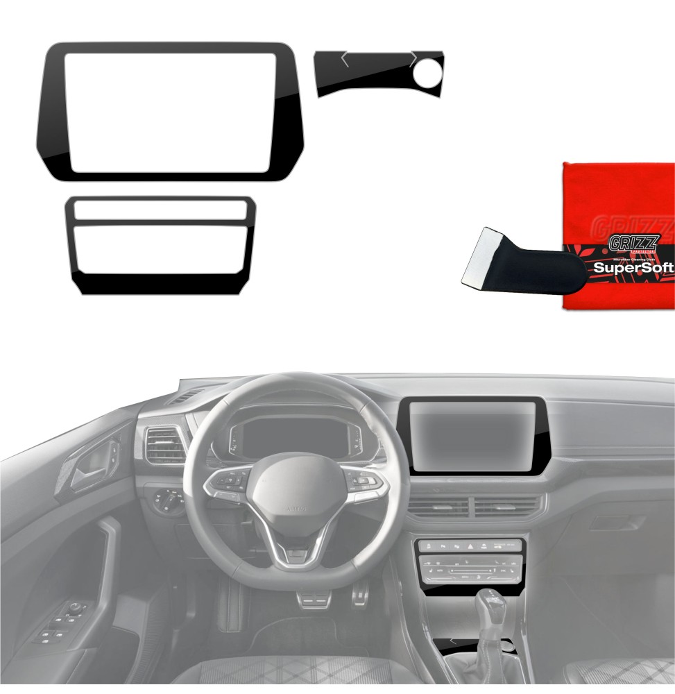 Folia do wnętrza Volkswagen T-Cross (2025-2026) GRIZZ 3w1 Czarna Połyskująca