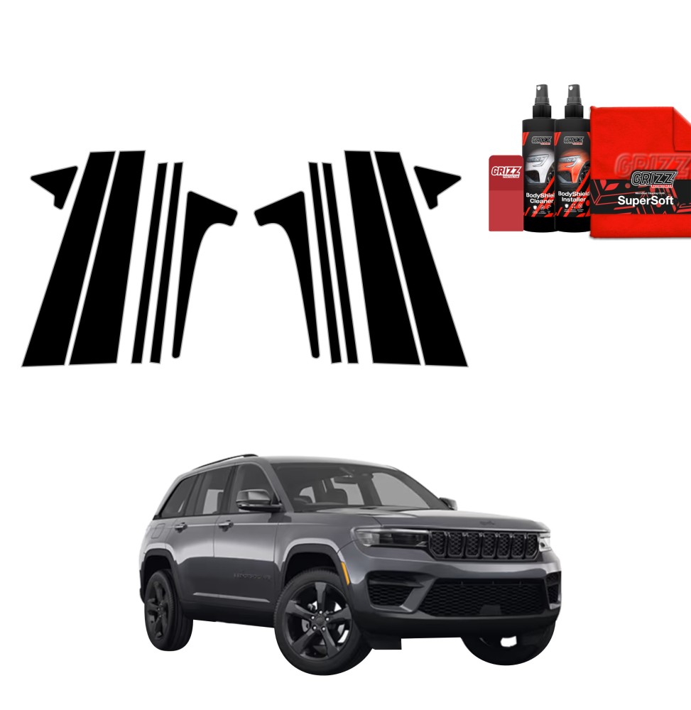 12w1 Czarna folia na słupki do Jeep Grand Cherokee (2025-2026)