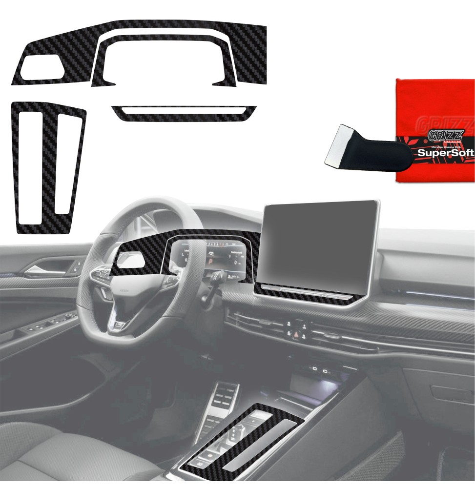 Folia do wnętrza Volkswagen Golf 8 (2024-2026) GRIZZ 4w1 Karbonowa Antyodciskowa