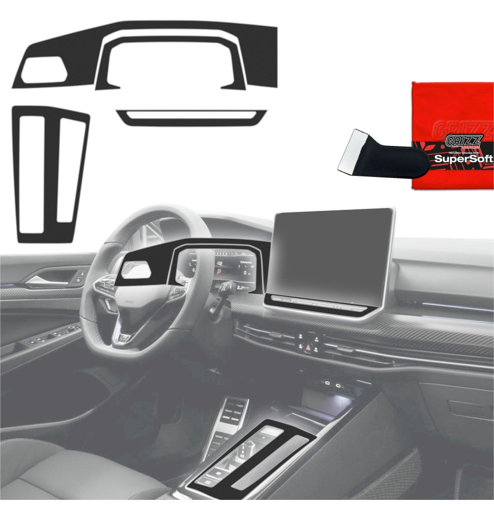 Folia do wnętrza Volkswagen Golf 8 (2024-2026) GRIZZ 4w1 Czarna Antyodciskowa