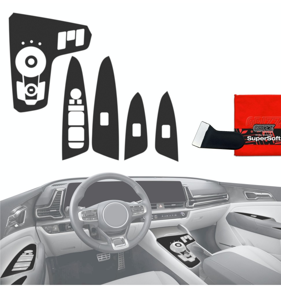 Folia do wnętrza Kia Sportage 5 (2021-2024) GRIZZ 9w1 Czarna Antyodciskowa
