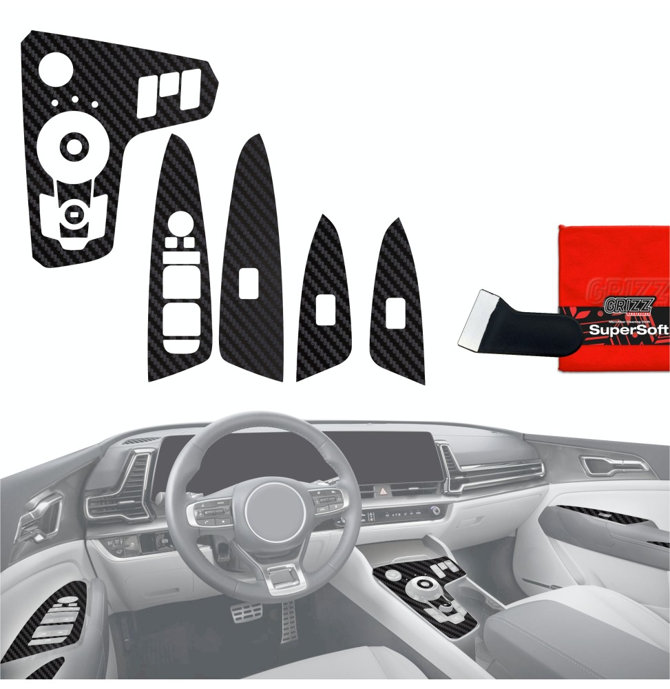 Folia do wnętrza Kia Sportage 5 Keyless (2021-2024) GRIZZ 9w1 Karbonowa Antyodciskowa