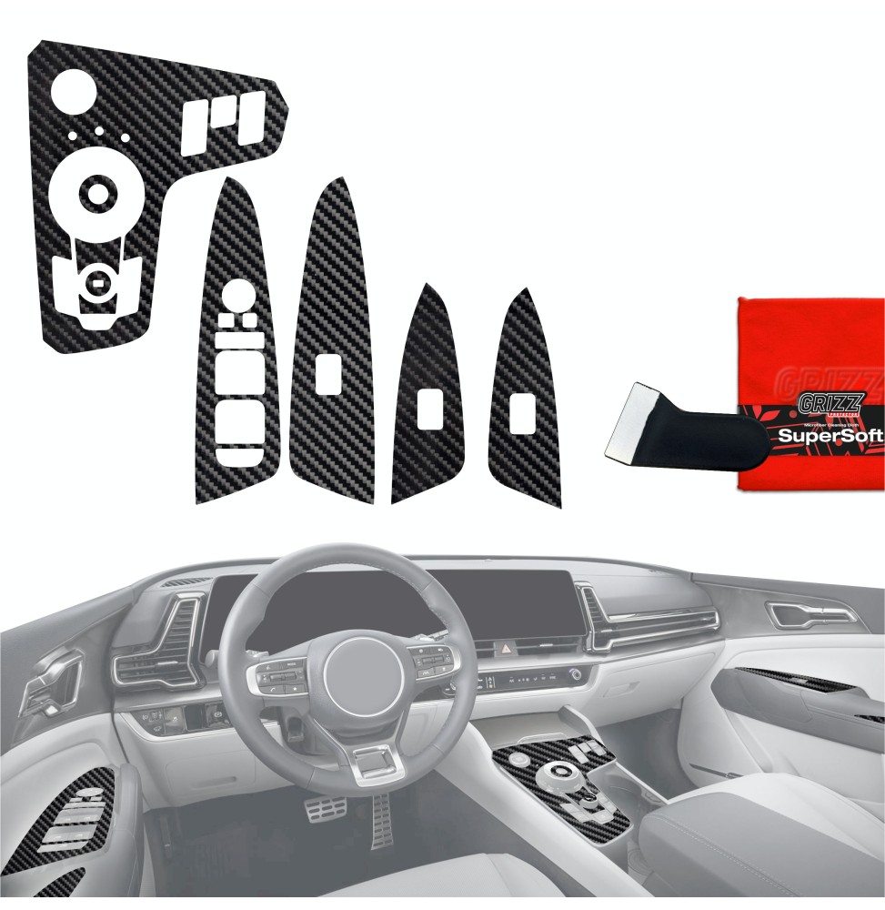 Folia do wnętrza Kia Sportage 5 Keyless (2021-2024) GRIZZ 9w1 Karbonowa Połyskująca