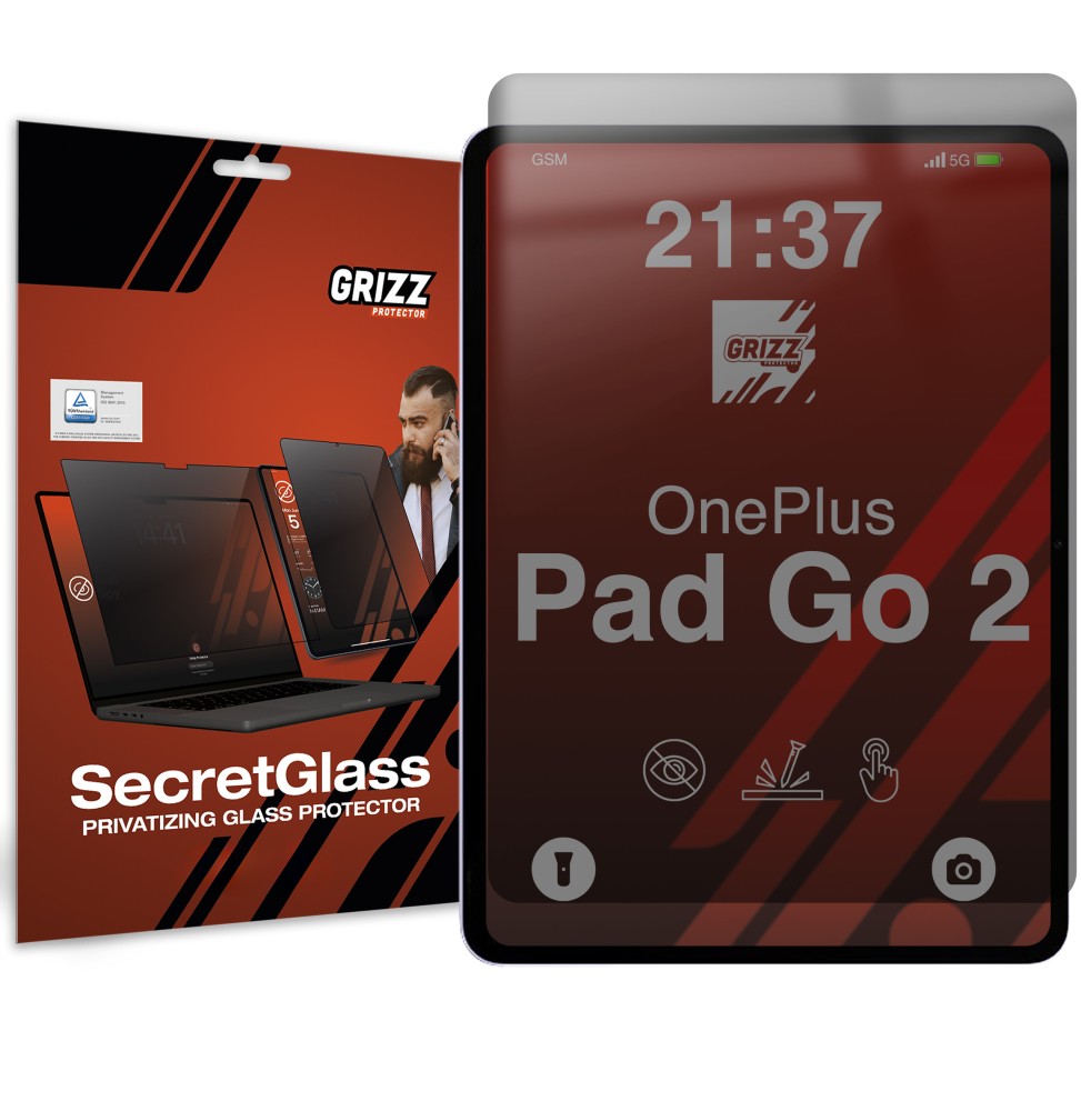 Sekretne szkło hybrydowe do OnePlus Pad Go 2 prywatyzujące Grizz SecretGlass