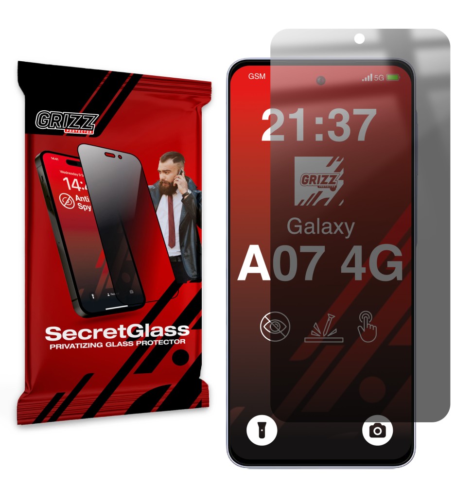 Sekretne szkło hybrydowe do Samsung Galaxy A07 4G prywatyzujące Grizz SecretGlass