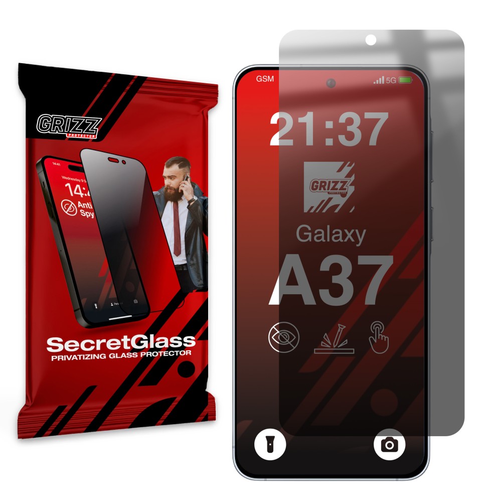 Sekretne szkło hybrydowe do Samsung Galaxy A37 prywatyzujące Grizz SecretGlass