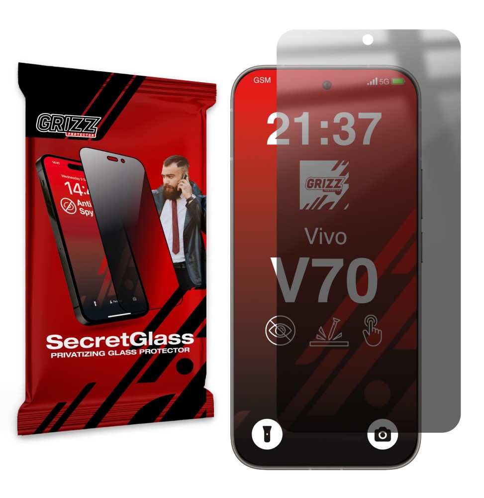 Sekretne szkło hybrydowe do Vivo V70 prywatyzujące Grizz SecretGlass